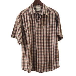 Columbia Outdoor Button Front Plaid Shirt Short Sleeve Cotton Mens Large